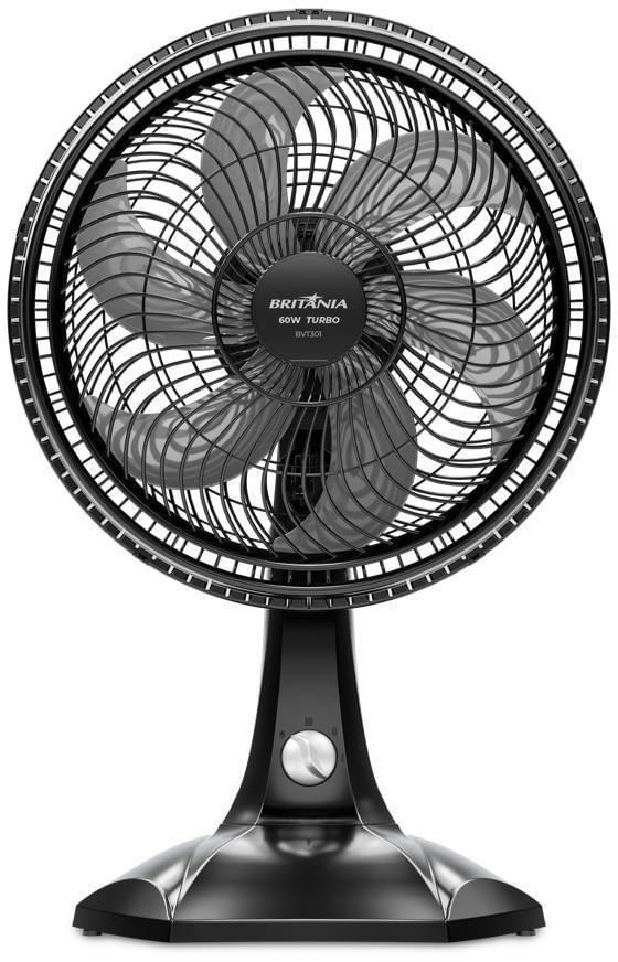 Ventilador de Mesa Britânia BVT301 6 Pás 30cm 60W Preto 110V