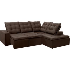 Sofá 5 Lugares de Canto Retrátil e Reclinável Requinte Albania 537Tabaco Marrom 245X205Cm