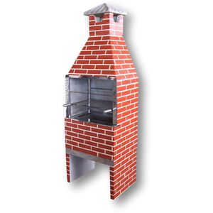 Churrasqueira de Concreto Refratário Litoral Tijolinho Cerâmica Revestida com Acessórios 75cm