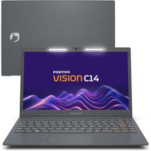Notebook Positivo Vision C14 Lumina Bar Celeron 4GB 128GB eMMC, 14" HD Windows 11 Tecla Link Cinza