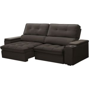 Sofá 3 Lugares Retrátil e Reclinável Ferguile Bérgamo Tabaco 230cm