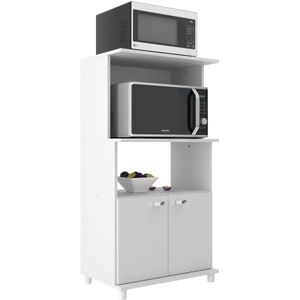 Balcão Multiuso 2 Fornos 2 Portas Dallas Móveis Sul 5206Br Branco Brilho