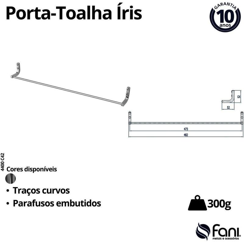 Porta-Toalha-Fani-Reto-Cromado-54cm-Tipo-1