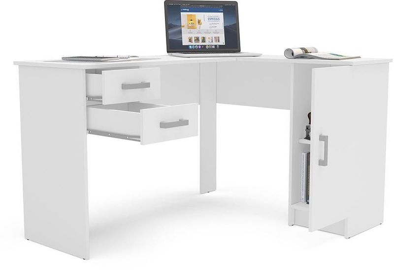 Mesa-Para-Escritorio-Computador-Notebook-Estudo-de-Canto-1-Porta-2-Gavetas-Barcelona-Politorno-Branco-125x106cm