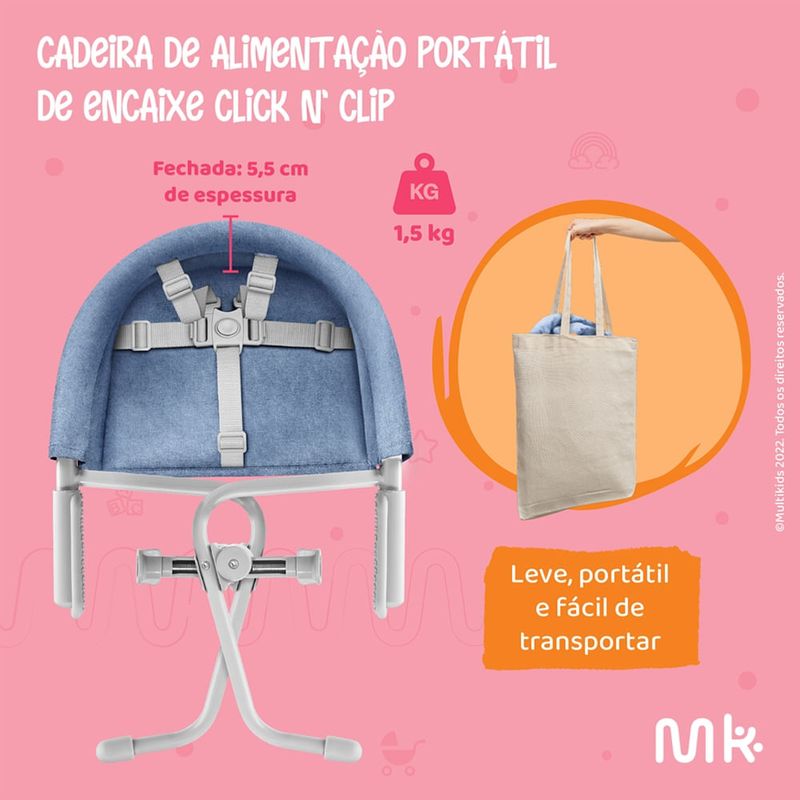 Cadeira de Alimentação Alta Slim até 15 Kg Cinza BB371 Multikids - Multikids