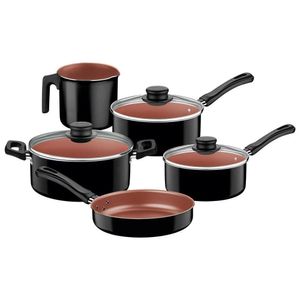Jogo De Panelas Tramontina Caribe 5 Peças Preto Starflon Max