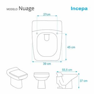 Tampa De Vaso Poliester Nuage Cinza Claro Para Bacia Incepa