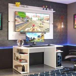 Mesa Para Computador Gamer e Painel Tv - Branco