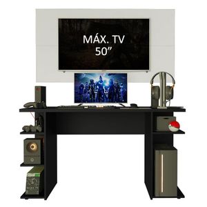 Mesa Para Computador Gamer e Painel Para Tv Até 50 - Preto