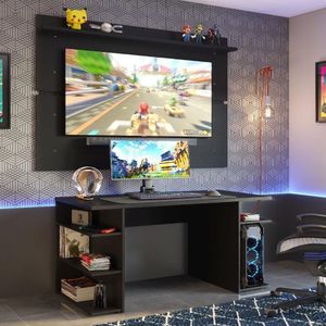 Mesa Para Computador Gamer e Painel Tv - Preto