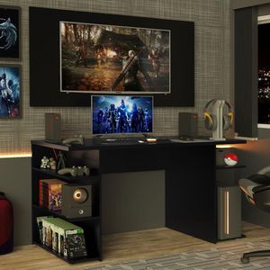 Mesa Para Computador Gamer e Painel Para Tv Até 50 - Preto