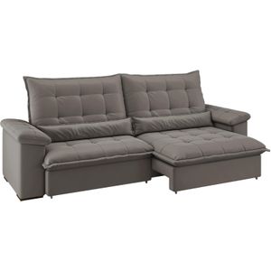 Sofá 5 Lugares Retrátil e Reclinável Flexforma Itália com Abertura deaté 155cm com Braços Almofadados Camurça 250cm