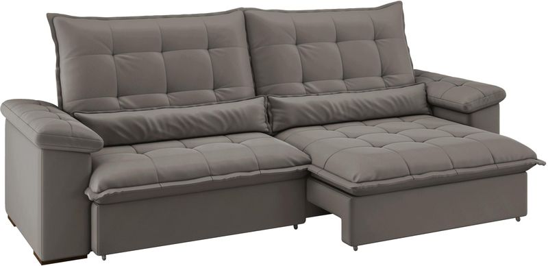 Sofá 5 Lugares Retrátil e Reclinável Flexforma Itália com Abertura deaté 155cm com Braços Almofadados Camurça 250cm