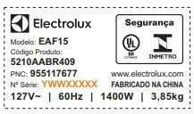 Fritadeira Elétrica / Air Fryer Electrolux Rita Lobo 3,2 Litros Efficient EAF15 Preto 1400W 110V