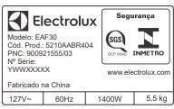 Fritadeira Elétrica / Air Fryer Electrolux Rita Lobo 4 Litros Grand Efficient EAF30 Cinza 1400W 110V