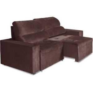 Sofá 2 Lugares Montevideu Berflex Retrátil e Reclinável Marrom 210cm