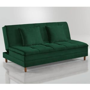 Sofá Cama Vegas 185cm Pé De Madeira Talento Móveis Verde