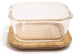 Pote de Mantimentos de Vidro Oikos com Tampa Bambu Quadrado Raso 800ml