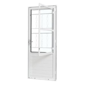 Porta de Aço Galvanizado Branco Social Postigo Elo Esquerda - 215x83