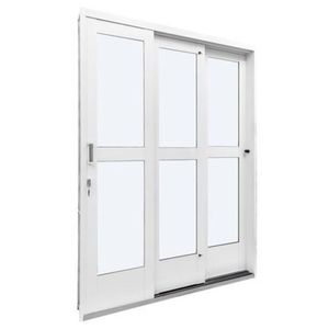 Porta de Correr 03 Folhas em Aço Galvanizado Branca Esquerda - 215x200