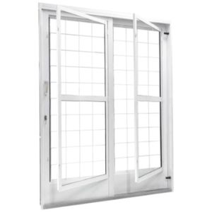 Porta de Correr em Aço Galvanizado Esquerda Quadriculado - 210x160