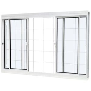 Janela de Correr 04 Folhas Aço c/Grade Quadriculada- 100x200