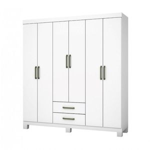 Guarda Roupa A22 6 Portas 2 Gavetas Carioca Móveis Branco