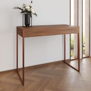 Aparador Industrial Retangular Califórnia Amêndoa 137X40Cm Base Cobre Cor: Amendoa