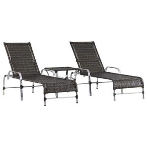 2 Cadeiras Espreguiçadeiras E Mesa Confortável Para Piscina Pedra Ferro