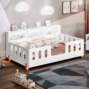 Cama Infantil Montessoriana Led Nina Com Nicho - Branco - Cor: Branco