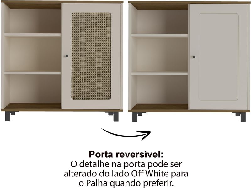 Balcão Buffet 1 Porta Charlotte Artely Pinho e Off White 80cm