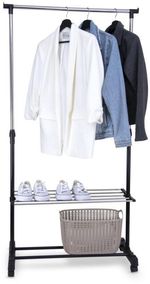 Arara-de-Roupas-Plastica-Para-Quarto-e-Closet-Ordene-OR66100-em-Aco-com-Sapateira