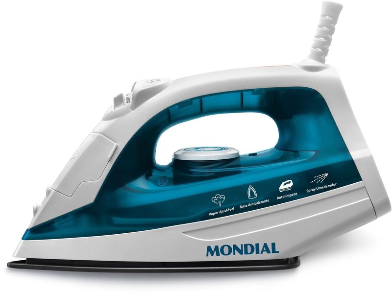 Ferro-de-Passar-Roupa-Eletrico-a-Vapor-Mondial-F-32-Azul-e-Branco-1200W-110V