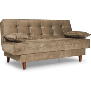 Sofá Cama 2 Lugares Reclinável Berflex Holanda Veludo Bege