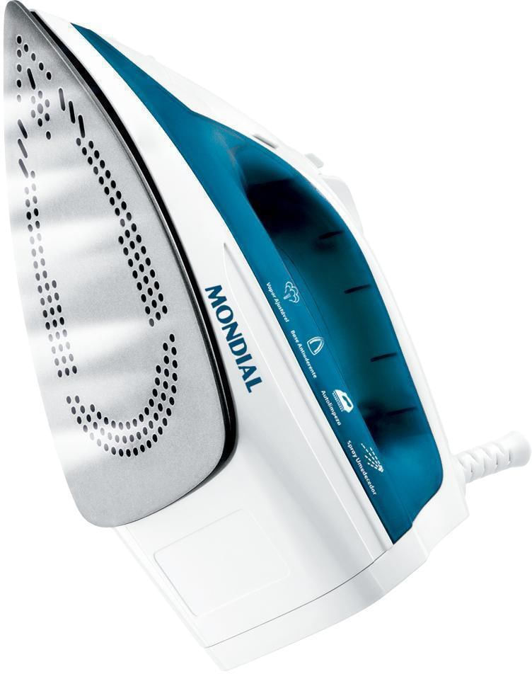 Ferro-de-Passar-Roupa-Eletrico-a-Vapor-Mondial-F-32-Azul-e-Branco-1200W-110V