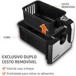 Fritadeira-Eletrica---Air-Fryer-Mondial-AFD-01-BI-Dual-Duplo-Cesto-8-Litros-Preto-e-Inox-2000W-220V