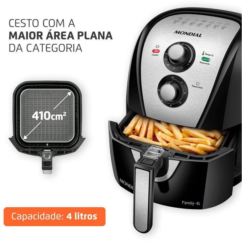 Fritadeira Elétrica / Air Fryer Mondial AFN-40-BI 4 Litros Preto e Inox 1500W 220V