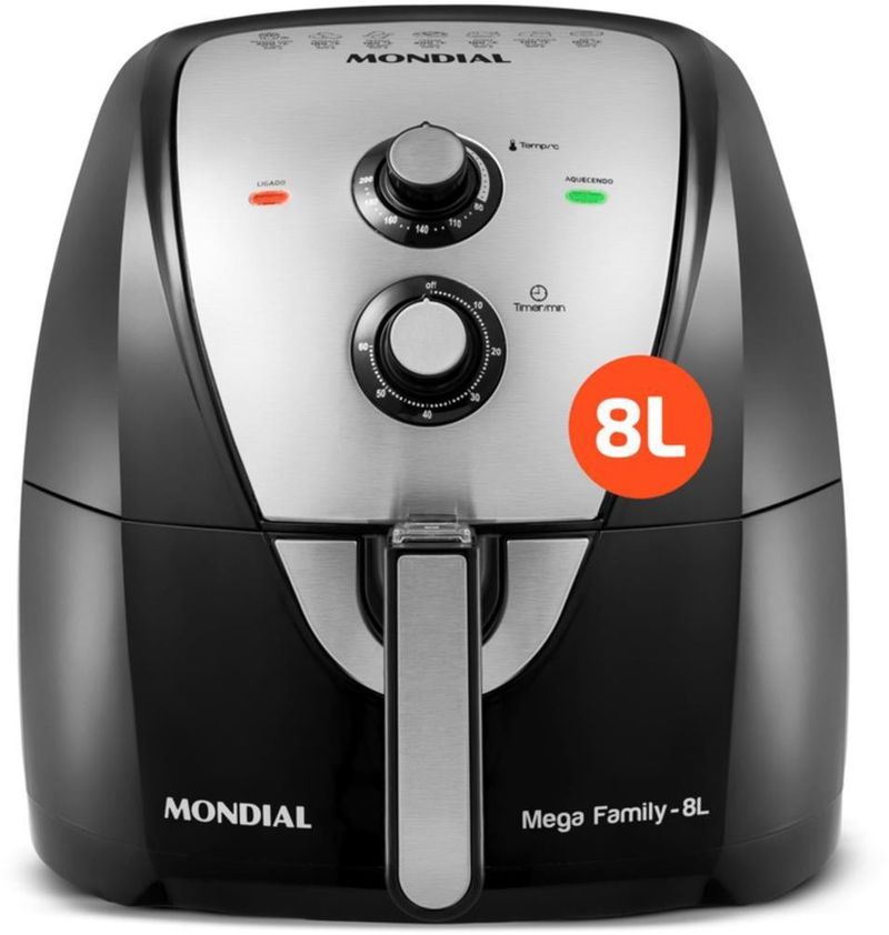 Fritadeira-Eletrica---Air-Fryer-Mondial-AFN-80-BI-8-Litros-Preto-e-Inox-1900W-127V