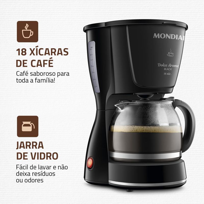 Cafeteira-Eletrica-Mondial-Dolce-Arome-C-30-18X-FB-Preto-550W-220V