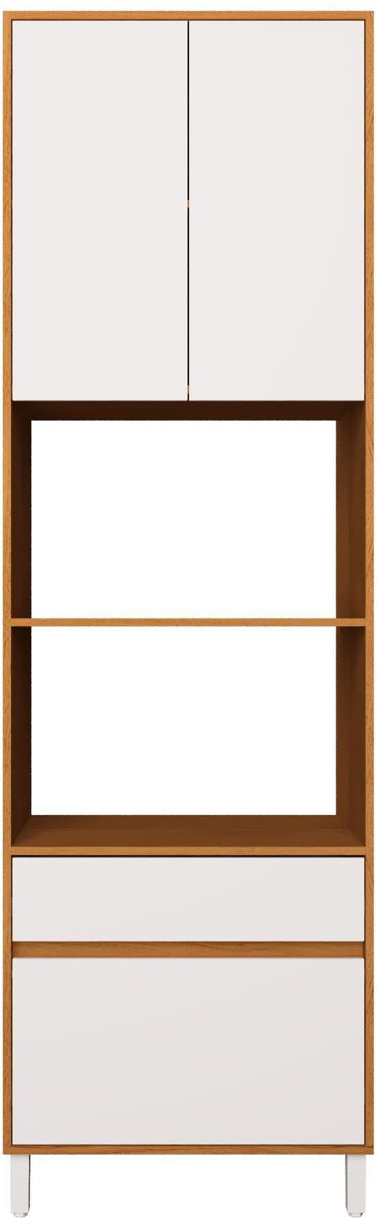 Torre Quente 2 Fornos 70cm 2 Portas 2 Gavetas Herval Dakota Freijó Rockse Branco Ártico PH3114
