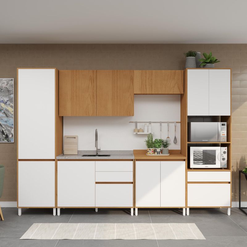 Balcao-de-Pia-120cm-1-Porta-2-Gavetas-Herval-Dakota-Freijo-Rocks-eBranco-Artico-PH3110