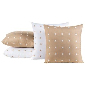 Kit 4 Capas De Almofada Meggy Poá Bolinhas Micropercal 200 Fios - Cáqui