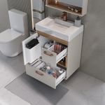 Conjunto de Móveis Para Banheiro Fabribam Mariana com Pés 60cm Nude e Catedral com Lavatório Jade