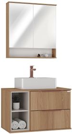 Conjunto de Móveis Para Banheiro Fabribam Livia Suspenso 78cm Espelho Cecilia Catedral Nude