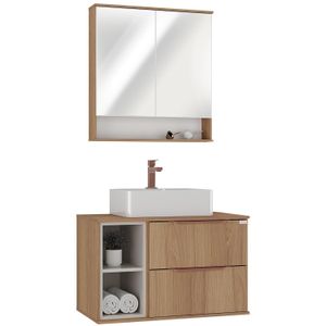 Conjunto de Móveis Para Banheiro Fabribam Livia Suspenso 78cm Espelho Cecilia Catedral Nude