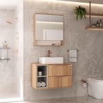 Conjunto de Móveis Para Banheiro Fabribam Livia Suspenso 78cm Espelho Cecilia Catedral Nude