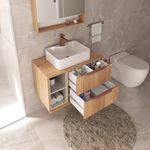 Conjunto de Móveis Para Banheiro Fabribam Livia Suspenso 78cm Espelho Cecilia Catedral Nude