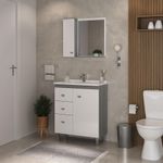 Conjunto de Móveis Para Banheiro Fabribam Elisa com Pés 75cm Branco e Etna