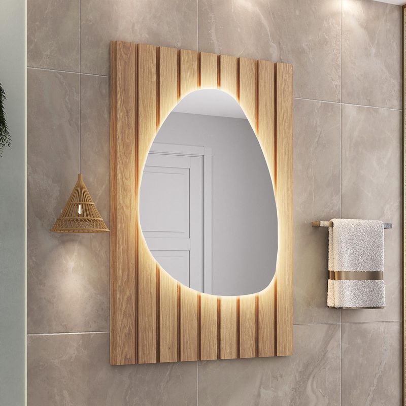 Conjunto de Móveis Para Banheiro Fabribam Julia com Pés 78cm Espelho com LED Verti Catedral