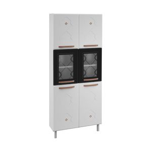 Paneleiro Duplo de Aço 80cm Regina Multimóveis Glass CR6133 Branco/Preto